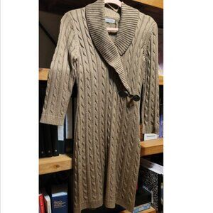 Calvin Klein Sweater Dress Leather Buckle Accent Size M